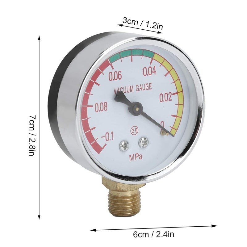plplaaoo Vacuum Gauge for Milking Machine – Vacuum Regulator & Gauge Tee Adapter with G1/4 Male Thread, -0.1-0MPa Stainless Steel Pressure Gauge for Cow Goat Milker - Image 5